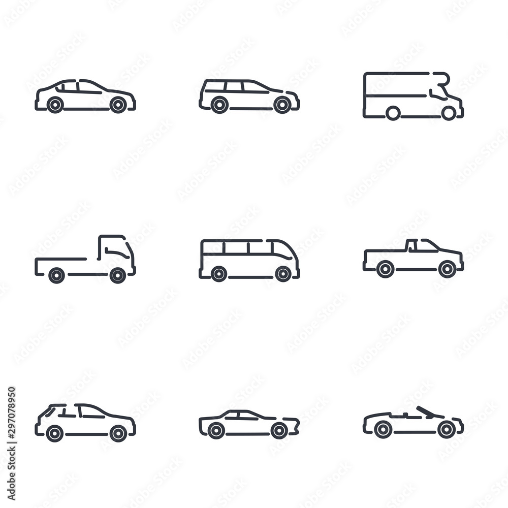 Poster simple car set icon template color editable. car pack symbol vector sign isolated on white backgroun