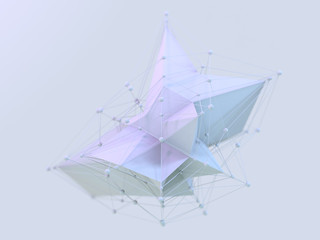 Abstract polygonal space low poly background with connecting dots and lines. 3D