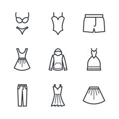 Set of clothes icon template color editable. Fashion pack symbol vector sign isolated on white background. Simple logo vector illustration for graphic and web design.