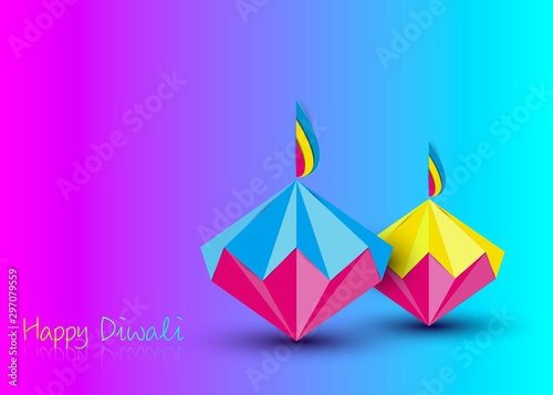 Happy Diwali Celebration In Origami Style Graphic Design Of