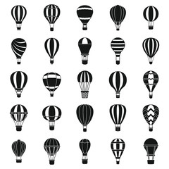 Hot air balloon icons set. Simple set of hot air balloon vector icons for web design on white background