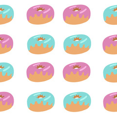 Donuts Seamless Pattern. Hand drawn illustration.Multi-colored donuts. Suitable for festive decor.
