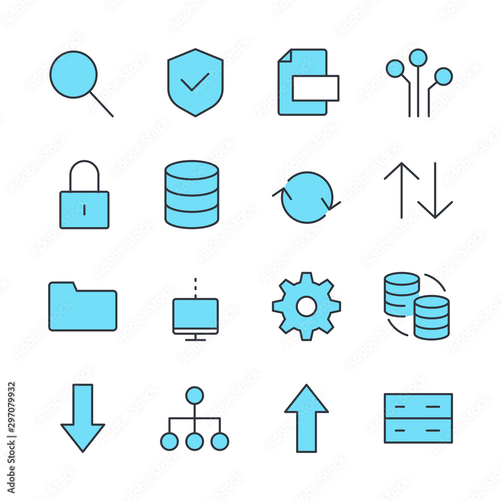 Poster Database set icon template color editable. Database analytics pack symbol vector sign isolated on white background illustration for graphic and web design.