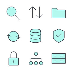 Database set icon template color editable. Database analytics pack symbol vector sign isolated on white background illustration for graphic and web design.