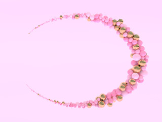 Abstract colorful swirled balls. Pink Candies. Creative background. 3D