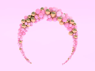 Abstract colorful swirled balls. Pink Candies. Creative background. 3D