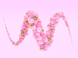 Abstract colorful swirled balls. Pink Candies. Creative background. 3D