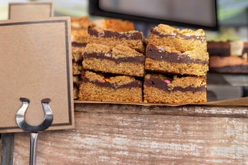 Chocolate fudge bars on sale at a market stall in the UK