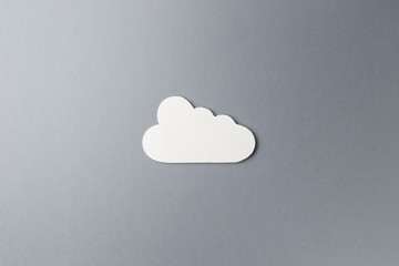 Cloud technology concept. Minimalistic cloud on grey background. Concept AI(Artificial Intelligence). Neural networks, machine and deep learning, and another modern technologies concepts