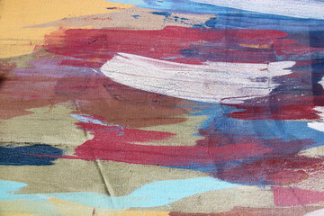 Abstract art background. Acrylic  on canvas. Rough brushstrokes of paint.