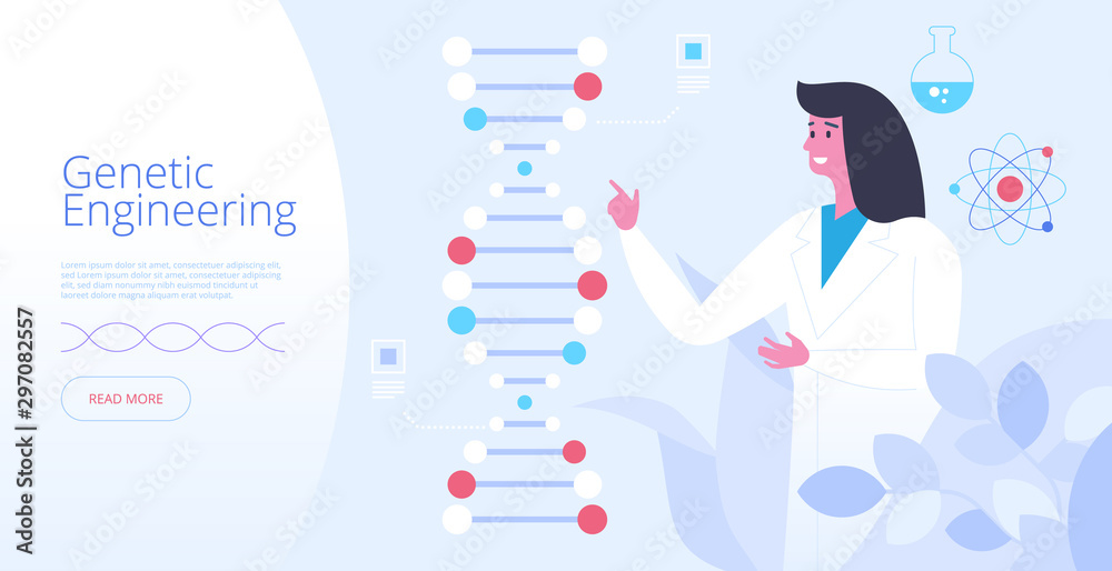 Wall mural genetic engineering landing page vector template