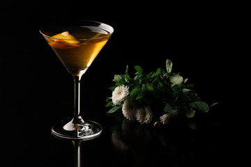 Yellow martini cocktail