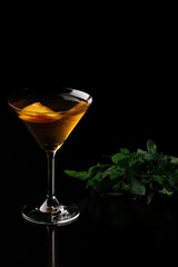 Yellow martini cocktail