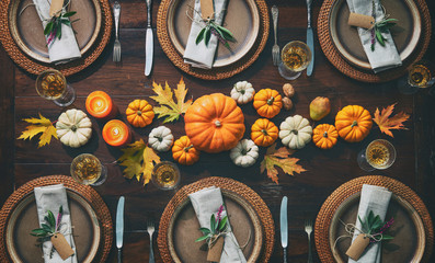 Thanksgiving celebration traditional dinner table setting