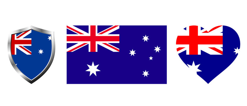 Set of Australia flag on isolated background vector illustration