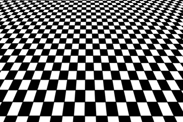 Black and white checkered background  Black and white hallucination.  Abstract futuristic background of squares. 