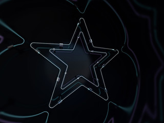 Shining neon stars. Mysterious bright sign board for your design. 3D