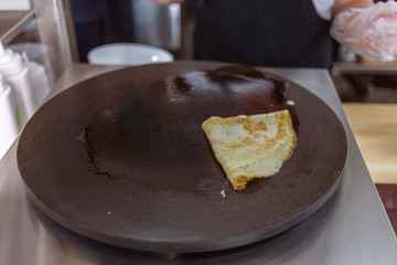 The process of frying pancakes