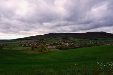 Fototapeta na wymiar Ausblick auf Ammensen in der Nähe von Delligsen - View on Ammensen near Delligsen