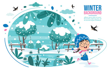 Children Playing Outside In Winter