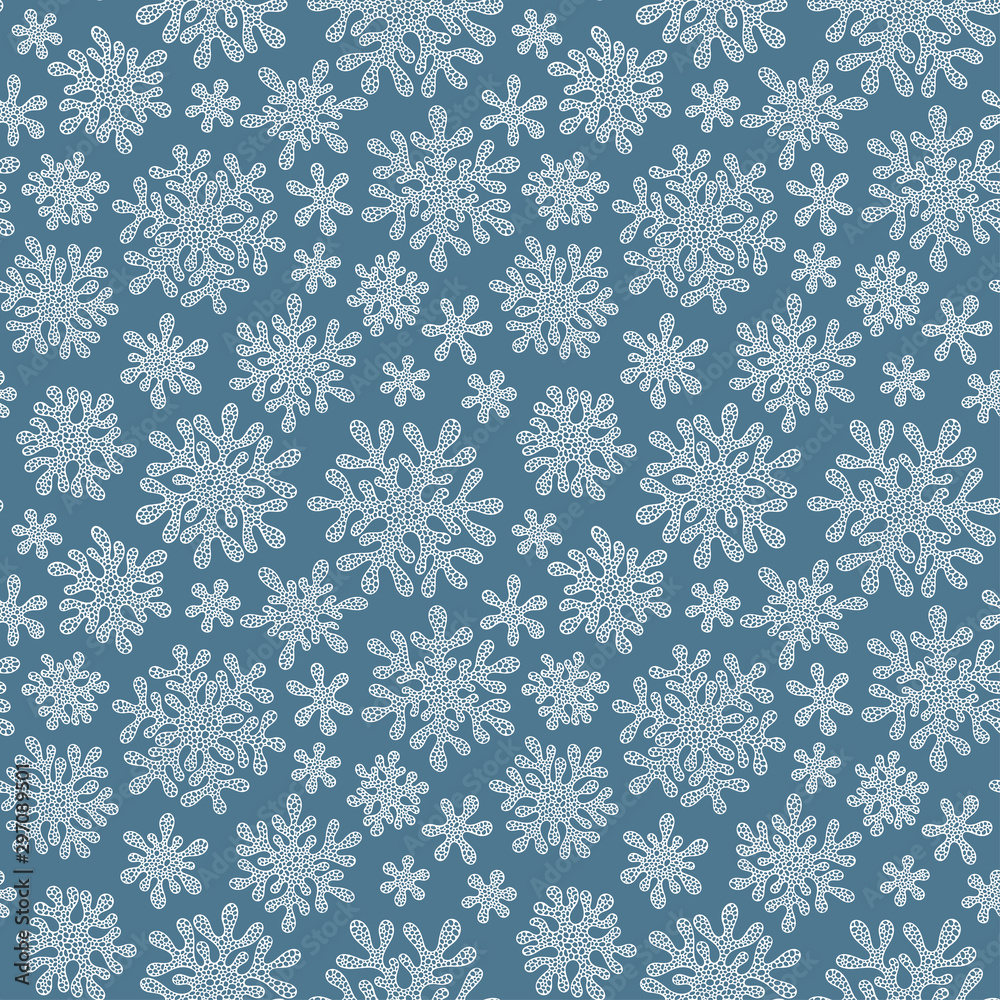 Canvas Prints Christmas seamless doodle pattern with snowflakes