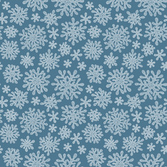 Christmas seamless doodle pattern with snowflakes