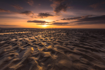 sunset on beach, Old Hunstanton, Norfolk UK