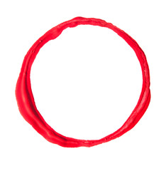 Round circle frame as a design element, made with a paint stroke, composition isolated over the white background .