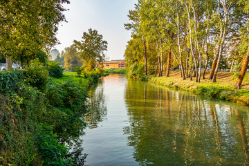 View along the Piovego river in Padua, Veneto - Italy