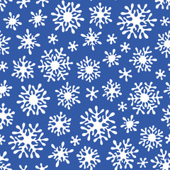 Christmas seamless doodle pattern with snowflakes