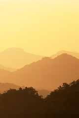 Picturesque mountain range at sunset.