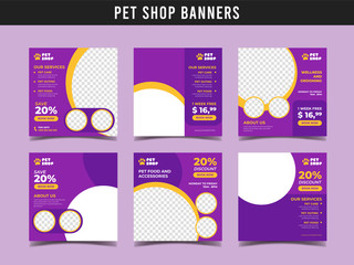 Pet shop square banner template. Promotional banner for social media post, web banner and flyer Vol.9