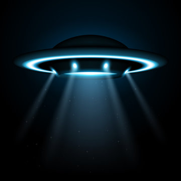 UFO alien flying spaceship with lights
