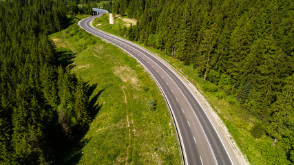 Aerial view from the heights of the road that runs through the Slovak Mountains