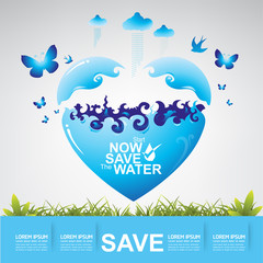 Ecology Vector Save Water Concept Save the World