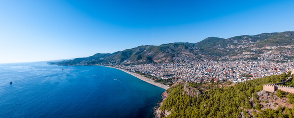 Alanya, aerial view panoramic photo of Alanya City in Turkey