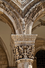 Pillar of the outer facade of Rector's Palace in Dubrovnik Croatia