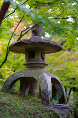 Fototapeta premium Stone lantern in japanse garden Shukkeien in Hiroshima, Japan