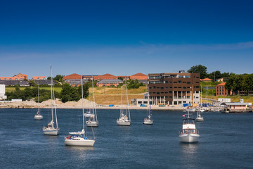 Obraz premium sailingboats at the port of Sonderborg, Sonderborg, Denmark, Europe