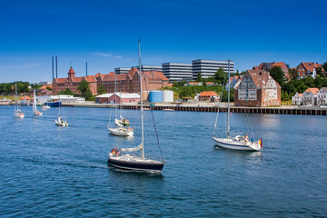 Fototapeta na wymiar sailingboats at the port of Sonderborg, Sonderborg, Denmark, Europe