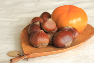 秋の味覚　柿と栗