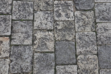Texture pavé gris en pierre route chaussé en granit