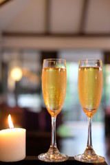 glasses of champagne on table