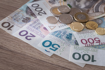 Polish money, all denominations, banknote and coins