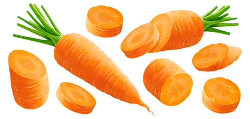 Carrot collection isolated on white background with clipping path