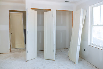 Interior construction of housing project with molding installed
