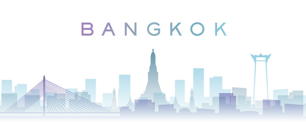 Naklejka premium Bangkok Transparent Layers Gradient Landmarks Skyline