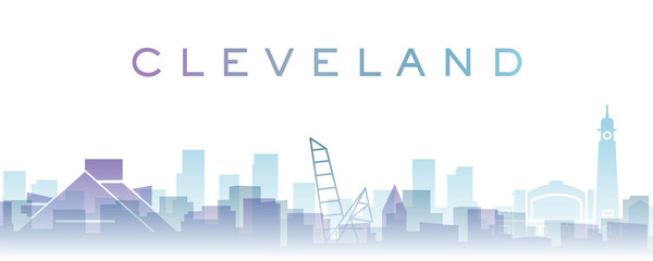 Cleveland Transparent Layers Gradient Landmarks Skyline - obrazy, fototapety, plakaty