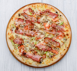 pizza Carbonara with bacon