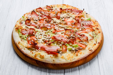 pizza Carbonara with bacon